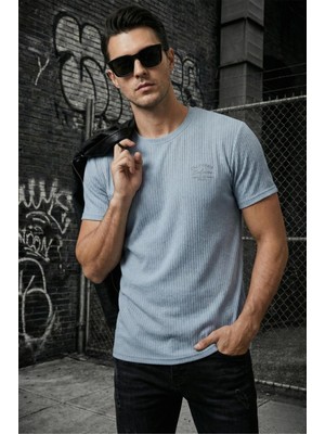 Oksit Ftx California Flok Baskı Detaylı Premium Fitilli Kumaş Erkek T-Shirt