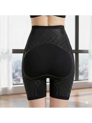 Sauna Suit Kadın Iyonizer Paçalı Korse Şort , Balenli Toparlayıcı Yüksek Bel Kaymaz ve Esnek Korse Şort