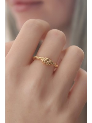 Shoplet Buğz Gold Renk Halat Düğüm Model Kadın Yüzük