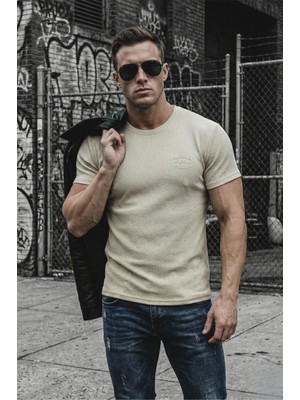 Oksit Ftx California Flok Baskı Detaylı Premium Fitilli Kumaş Erkek T-Shirt