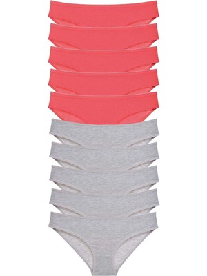 Marsilyan 10 Adet Süper Eko Set Likralı Kadın Slip Külot Fuşya Gri