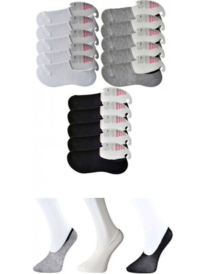 Marsilyan Siyah Gri ve Beyaz Kadın Babet Çorap 15 Çift