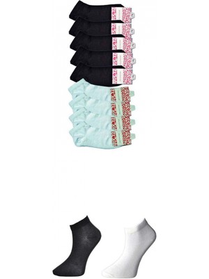 Marsilyan Siyah ve Beyaz Kadın Bilek Çorap 9 Çift