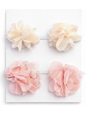 Laria Kız Çocuk Bebek Tüllü Çiçek Sevimli Klips 4'lü Saç Tokası