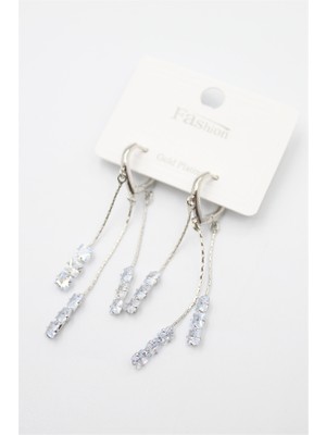 Flamex Zirkon Taşlı Küpe - Gümüş