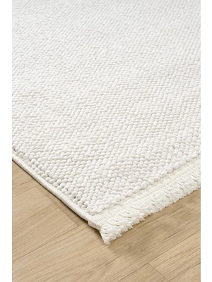 Deffino Home Krem Beyaz Iskandinav Bukleli Yumuşak Modern Minimalist Salon Koridor Mutfak Çocuk Oturma Odası Halısı