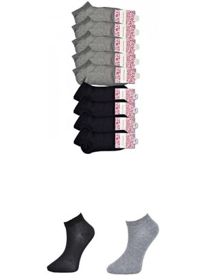 Marsilyan Siyah ve Gri Kadın Bilek Çorap 9 Çift