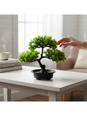 Neşeli Çiçekler Yapay Bonsai Ağaç Dekoru 30 cm Mini Ağaç Bohem Ev Dekorasyon Masa Üstü Dekor Plastik Özel Saksı