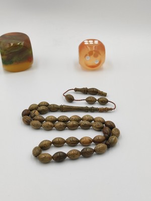 Usta Işcilikli Kokulu Pelesenk Ağacı Tesbih 8*12 mm Arpa Kesim Takımlı Sistemli