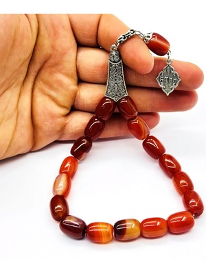 Tesbih Pasajı Kızıl Kapsül Kesim Efe Maskot Akik Taşı Tesbih