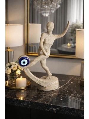 Modern Soyut Insan Figürü Biblo – Nazar Detaylı Dekoratif Heykel | Mimari & Minimal Ev Ofis Dekoru