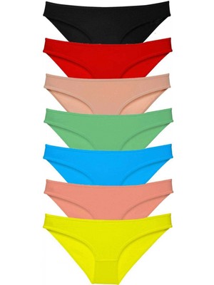 Marsilyan 7 Adet Süper Eko Set Likralı Kadın Slip Külot Çok Renkli