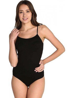 Marsilyan 3 Adet Tutku Kadın Ip Askılı Siyah Çıtçıtlı Body 0148