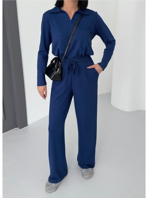 Bejna Kadın Modal Polo Yaka Uzun Kolu Soft Touch Spor Takım