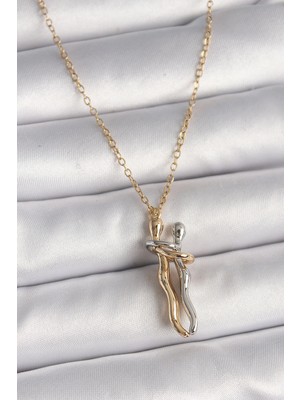 Shoplet Buğz 316L Çelik Gold Renk Zincir Renkli Sarılma Model Kadın Kolye