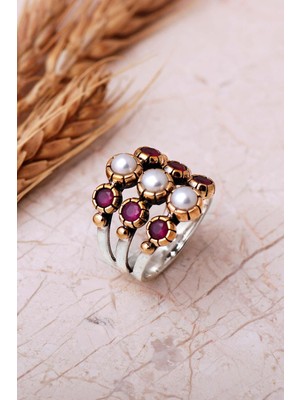 Sümer Telkari 2 Farklı Doğal Taş Seçenekli Elişi 925 Ayar Gümüş Yüzük 6002