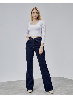 Bejna Kadın Yüksek Bel Wide Leg Geniş Paça Jean
