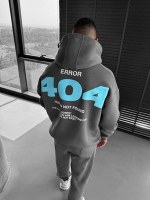"error 404 Human Not Found" Baskılı Oversize Sweatshirt