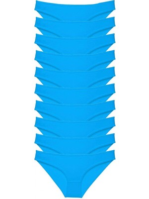 Marsilyan 10 Adet Süper Eko Set Likralı Kadın Slip Külot Mavi