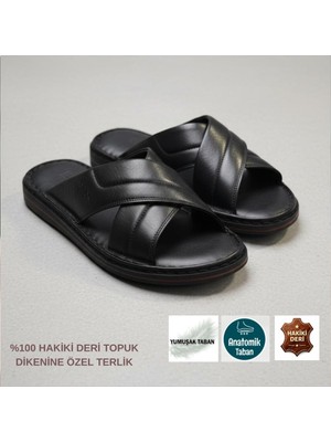 Cozi Company %100 Hakiki Deri Tam Ortopedik Yumuşak Taban Günlük Erkek Terlik