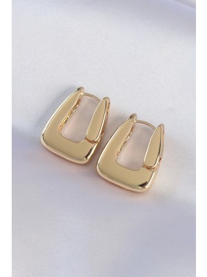 Shoplet Buğz Pirinç Gold Renk Kalın Küpe