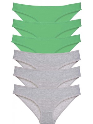 Marsilyan 6 Adet Süper Eko Set Likralı Kadın Slip Külot Yeşil Gri