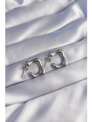 Shoplet Buğz 316L Çelik Gümüş Renk Minimal Bubble Küpe