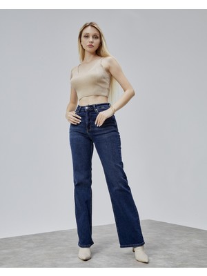 Bejna Kadın Yüksek Bel Wide Leg Geniş Paça Jean