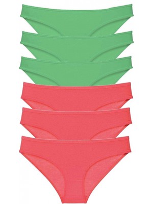 Marsilyan 6 Adet Eko Set Likralı Kadın Slip Külot Yeşil Fuşya