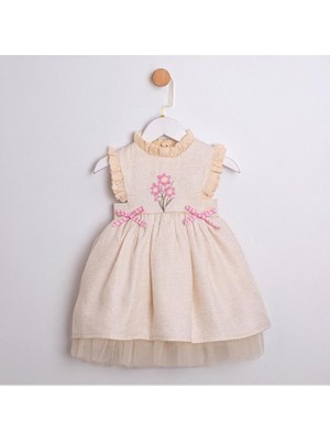 ministok Flora Nakış Detaylı Kız Çocuk Elbise