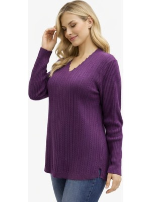 Stilmony Kadın V Yaka Triko Esnek Anne Mevsimlik Kazak