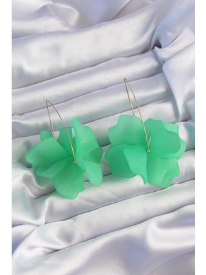 Shoplet Buğz Pirinç Yeşil Renkli Flora Küpe