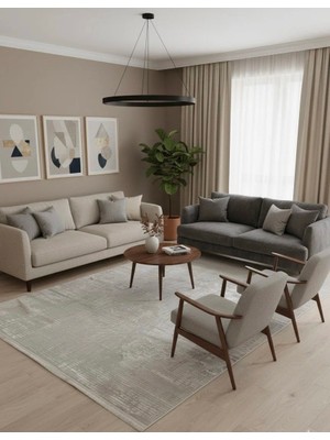 Deffino Home Krem Saten Bambu Ince Sık Dokuma Parlak Yüzey Kaymaz Özel Kesme Salon Koridor Halı Yolluk