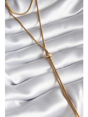 Shoplet Buğz 316L Çelik Gold Renk Tüp Zincir Asansör Model Kadın Kolye