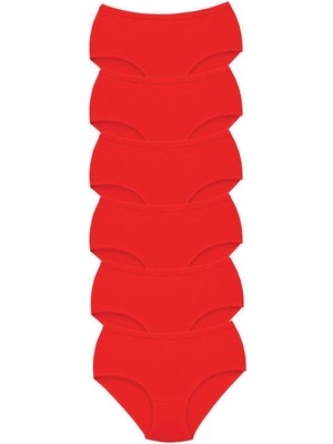 Marsilyan 6 Adet Tutku Kadın Yüksek Bel Bato Kalın Lastik Külot Kırmızı