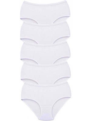 Marsilyan 5 Adet Tutku Kadın Yüksek Bel Bato Kalın Lastik Külot Beyaz