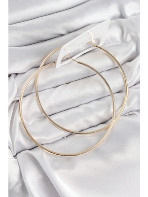 Shoplet Buğz Pirinç Halka Model Gold Renk Kadın Küpe