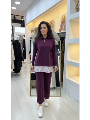 Nuss 1075 Pantolonlu Takım - Mürdüm