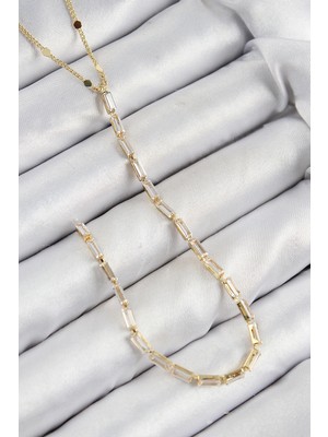 Shoplet Buğz Pirinç Zirkon Taşlı Model Gold Renk Y Kolye