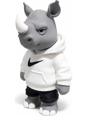 Yapı3D Hoodie Tasarımlı Gergedan Figür | Dekoratif Koleksiyon Oyuncağı | Masaüstü Biblo & Hediye