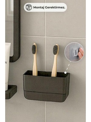 Primanova Molıette Yapışkanlı Diş Fırçalık Antrasit Gri