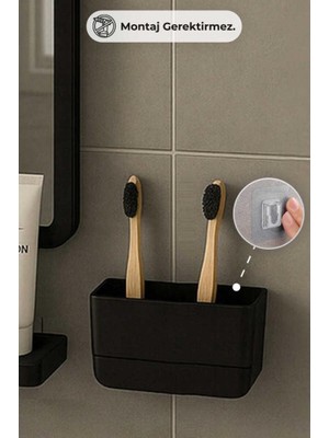 Primanova Molıette Yapışkanlı Diş Fırçalık Siyah