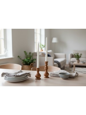 U Atölye Lumina Duo - El Yapımı Kayın Ağacı Şamdan Seti