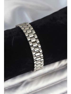Shoplet Buğz 316L Çelik Gümüş Renk 12 mm Kalınlık Erkek Bileklik