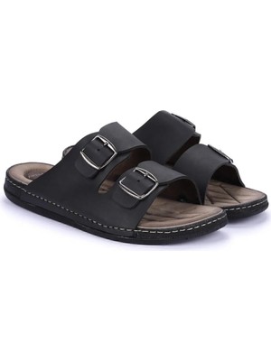 Waykon Apella Battal Boy Büyük Numara Siyah Erkek Ortapedik Terlik 45,46,47