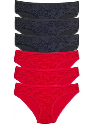 Marsilyan 6 Adet Önü Dantelli Transparan Kadın Slip Külot S21