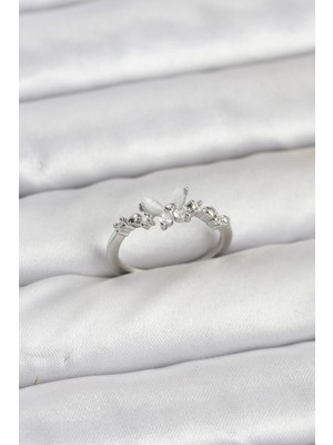 Shoplet Buğz Kelebek Model Gümüş Renk Pirinç Kadın Yüzük