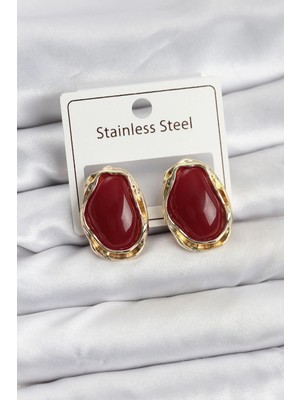 Shoplet Buğz Beyaz Damla Model Pirinç Vintage Kadın Küpe