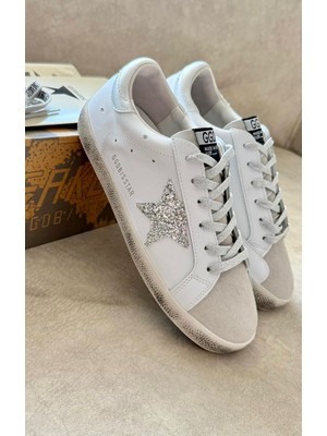 Golden Goose Kadın Günlük Sneaker Rahat Taban Gümüş