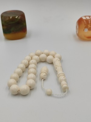 Usta Işcilikli Deve Kemiği Maskot  Tesbih 10 mm Küre Kesim Takımlı Sistemli